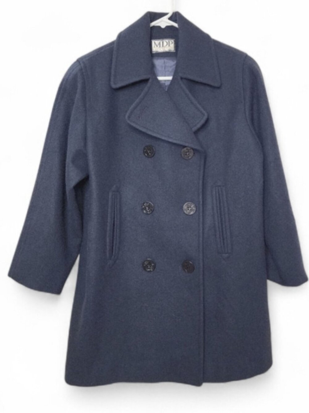 Vintage Mario De Pinto (MDP) Wool Pea Coat | 80% Wool Blend | Navy Medium